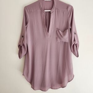 Mauve V Neck Blouse